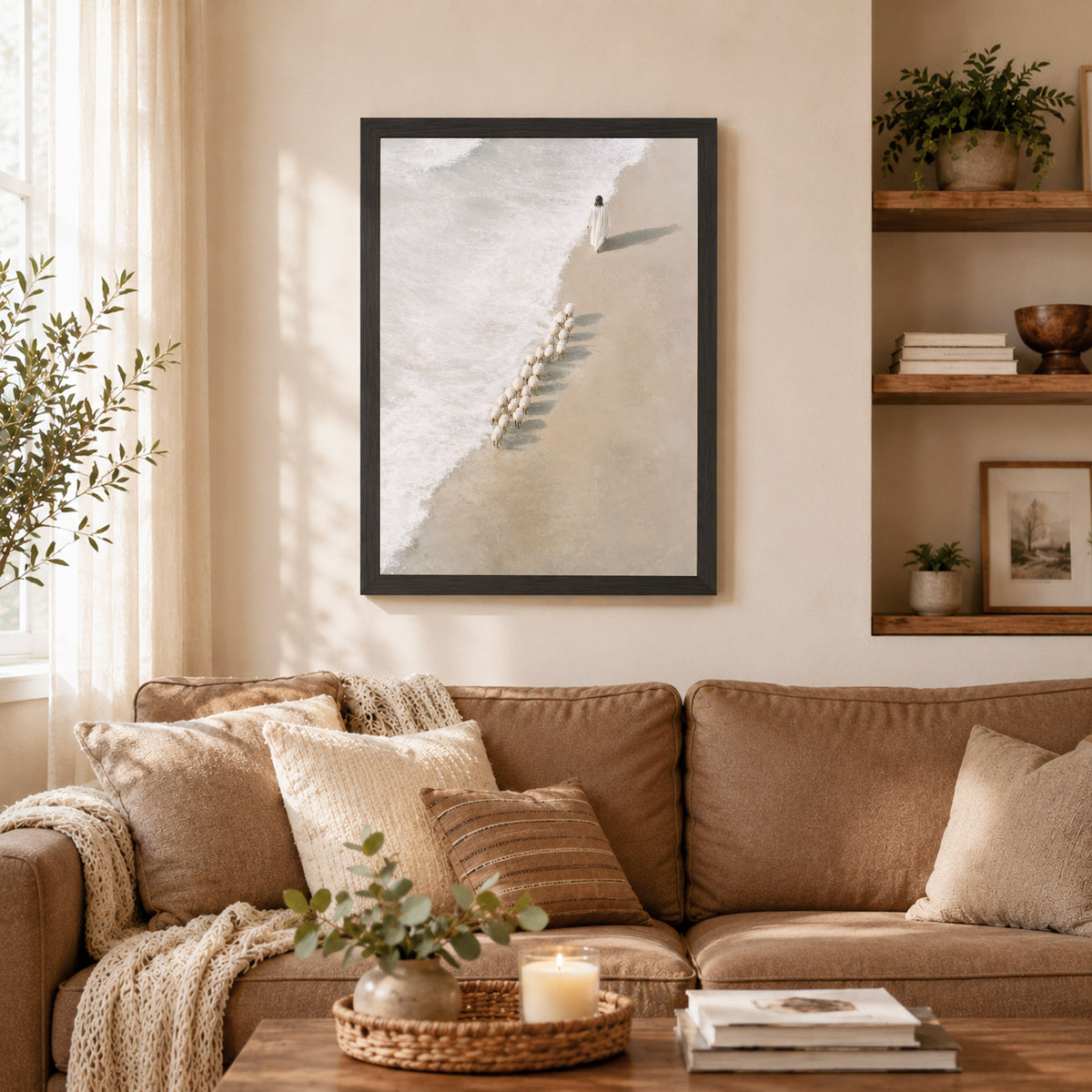 Jesus Walking with His Sheep Poster/Canvas