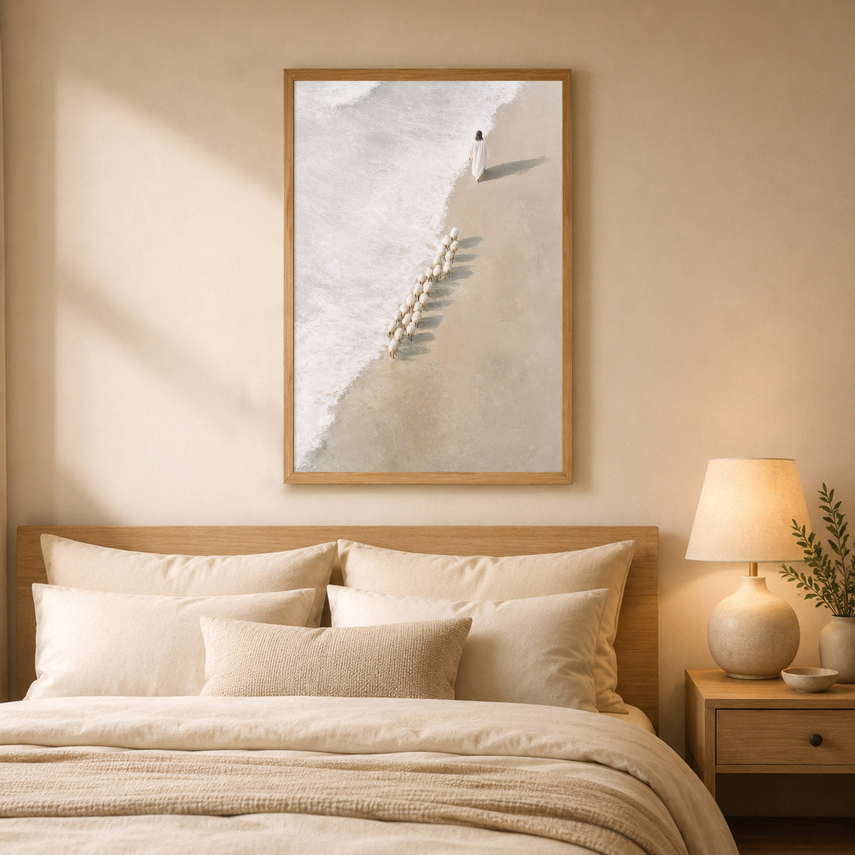 Jesus Walking with His Sheep Poster/Canvas