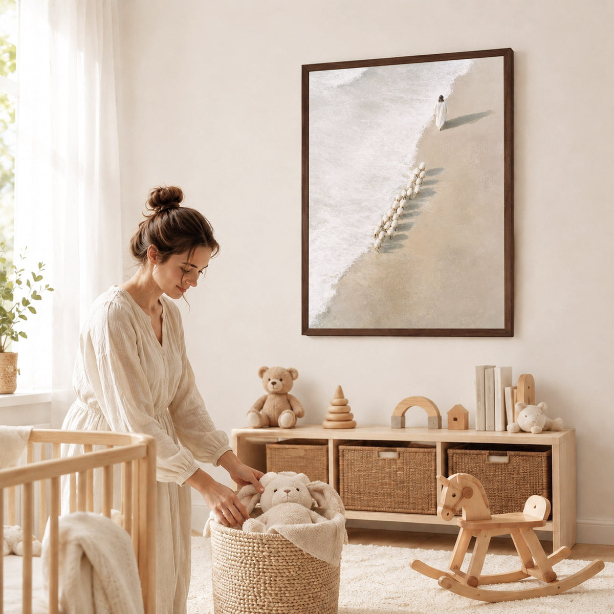 Jesus Walking with His Sheep Poster/Canvas