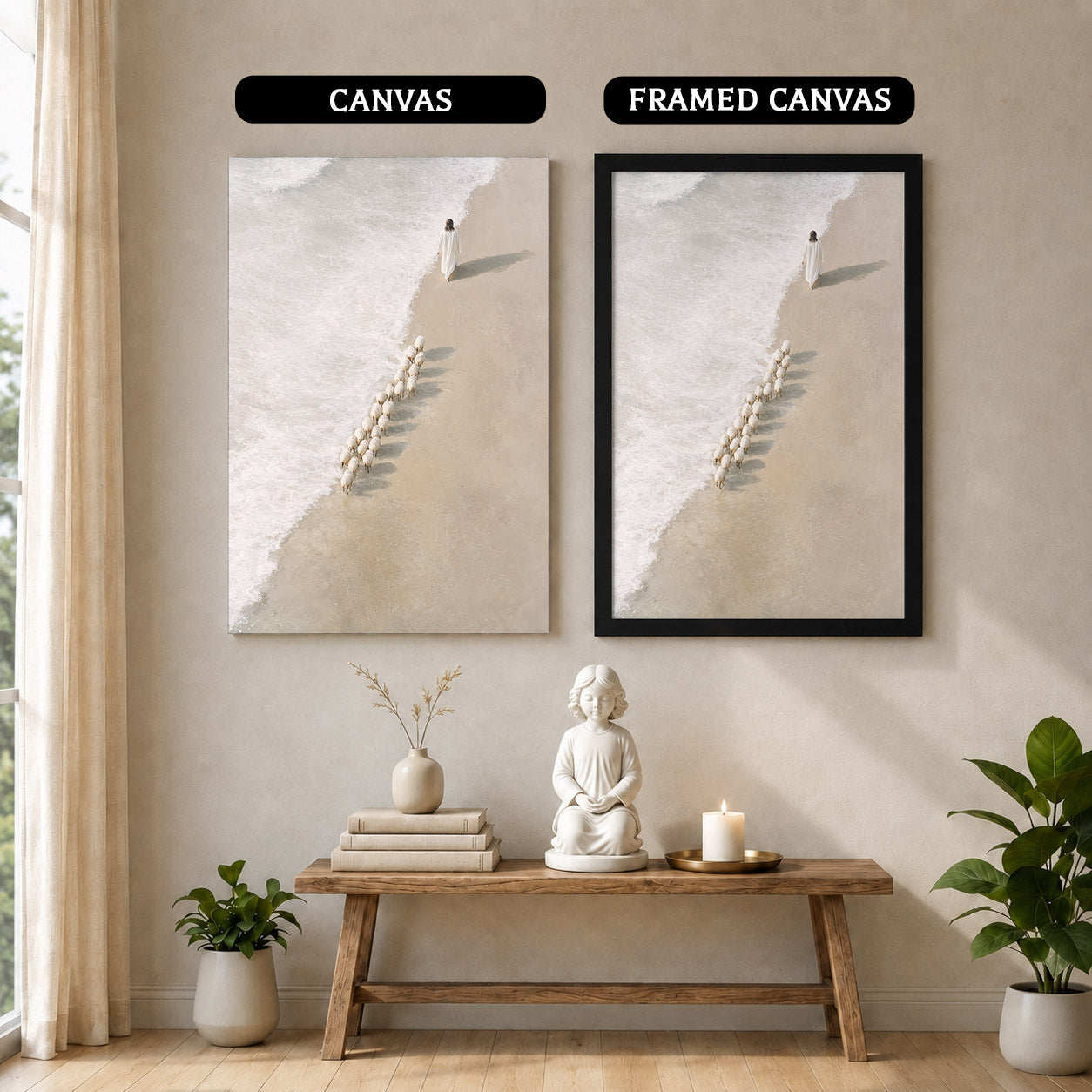 Jesus Walking with His Sheep Poster/Canvas