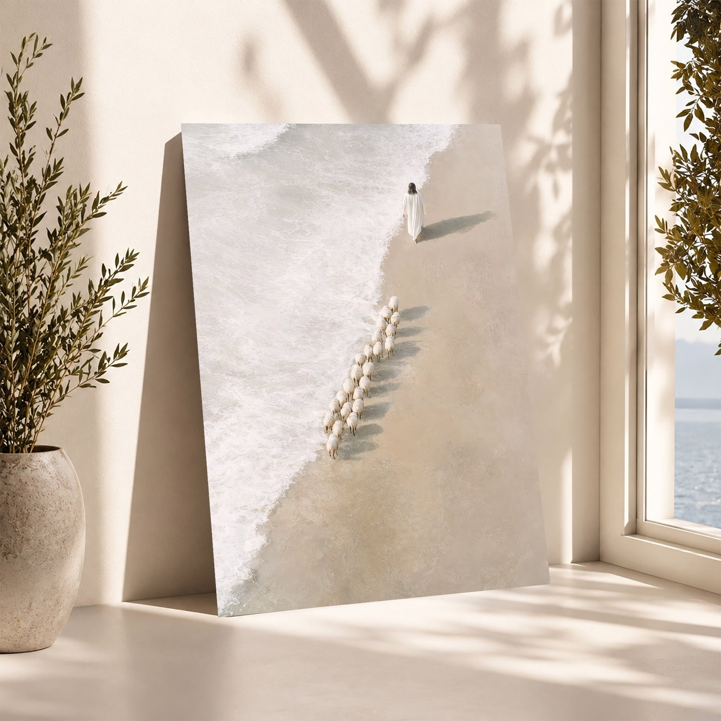 Jesus Walking with His Sheep Poster/Canvas