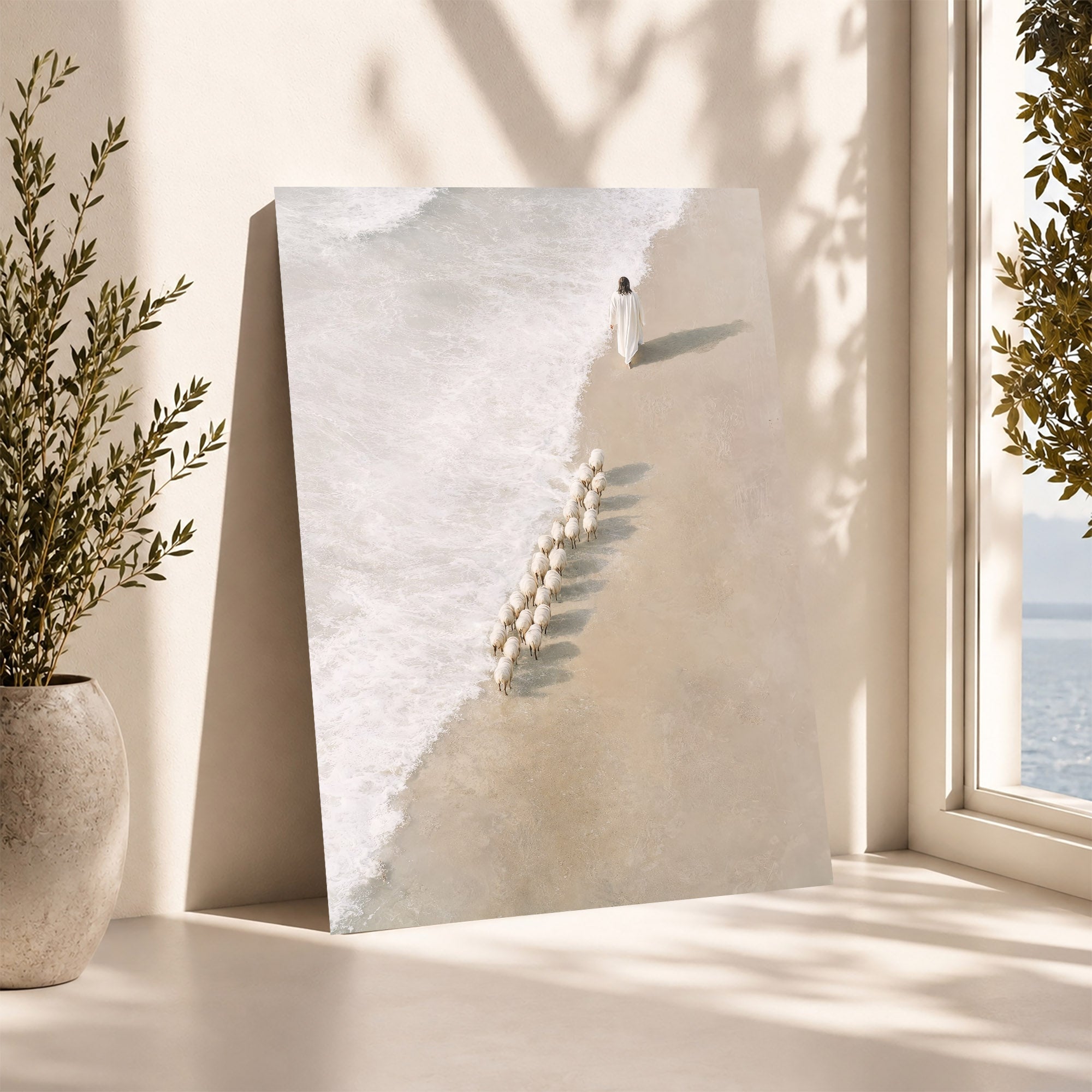 Jesus Walking with His Sheep Poster/Canvas