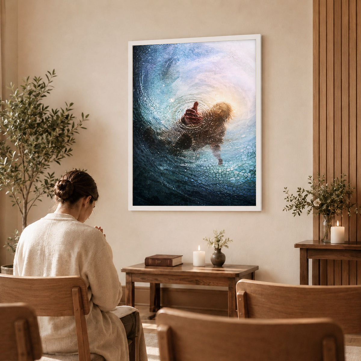 Jesus Saving Peter from the Water - Faith and Rescue Poster/Canvas