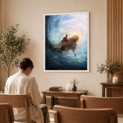 Jesus Saving Peter from the Water - Faith and Rescue Poster/Canvas