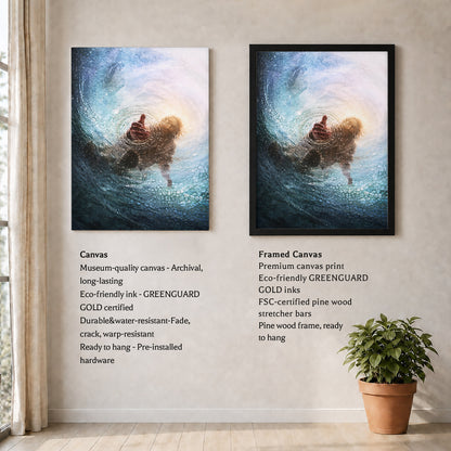 Jesus Saving Peter from the Water - Faith and Rescue Poster/Canvas