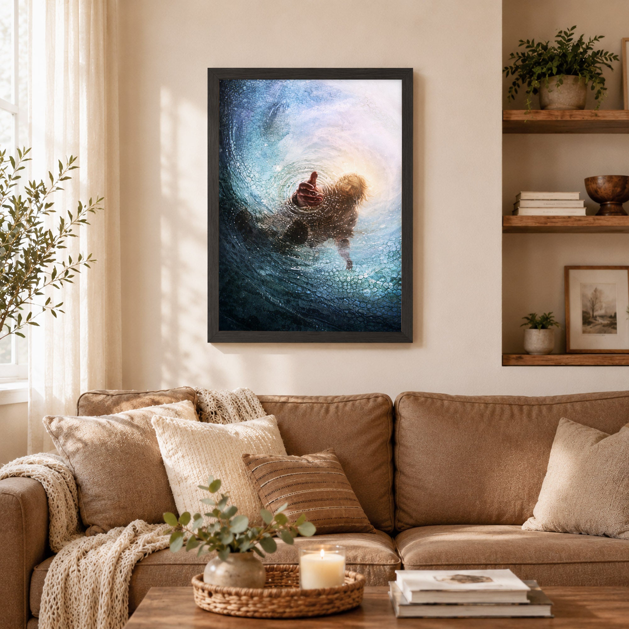 Jesus Saving Peter from the Water - Faith and Rescue Poster/Canvas