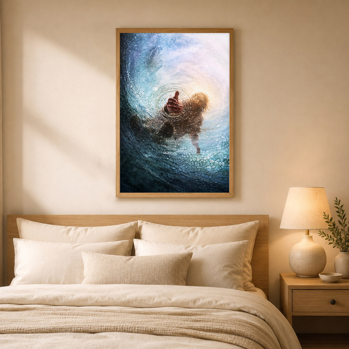 Jesus Saving Peter from the Water - Faith and Rescue Poster/Canvas