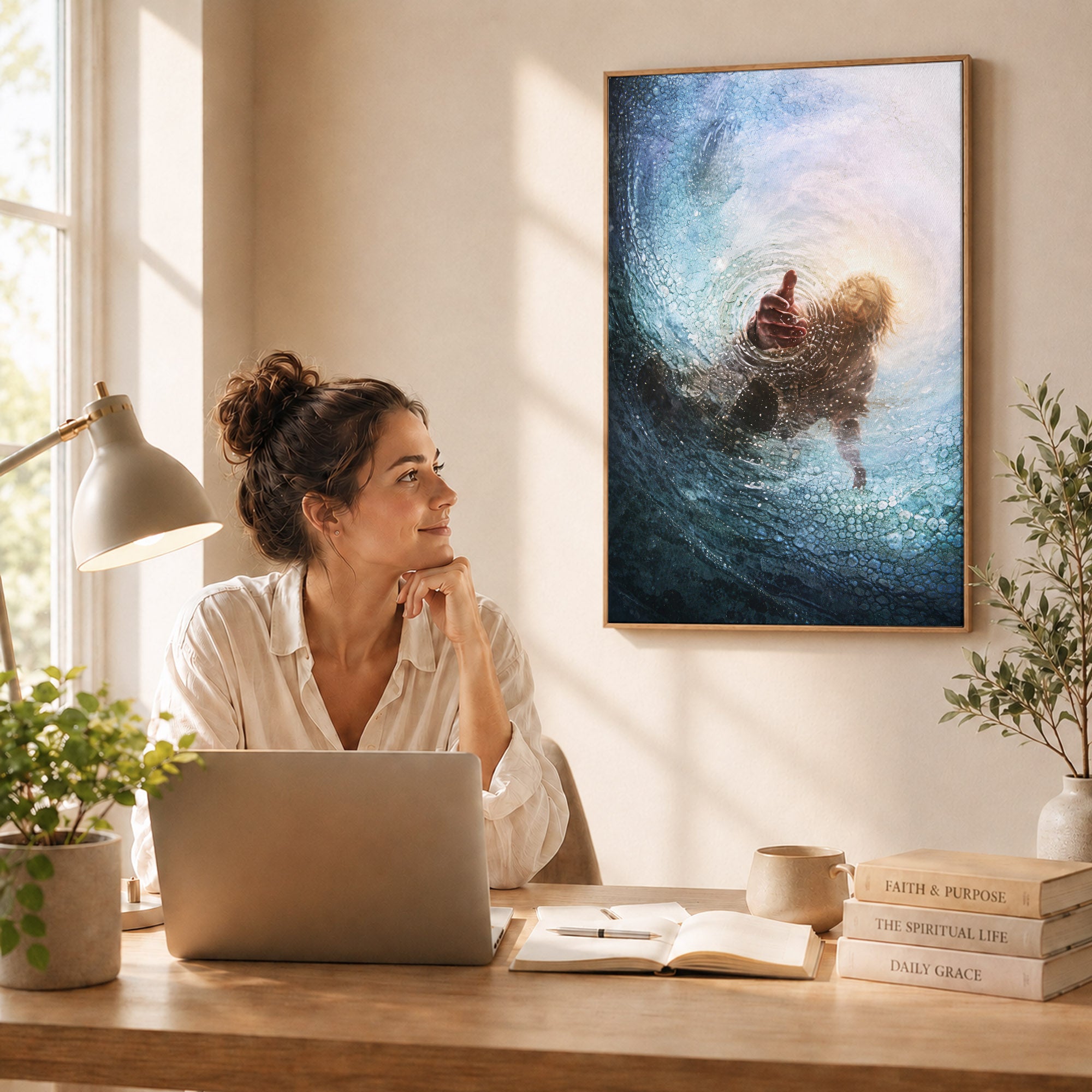 Jesus Saving Peter from the Water - Faith and Rescue Poster/Canvas