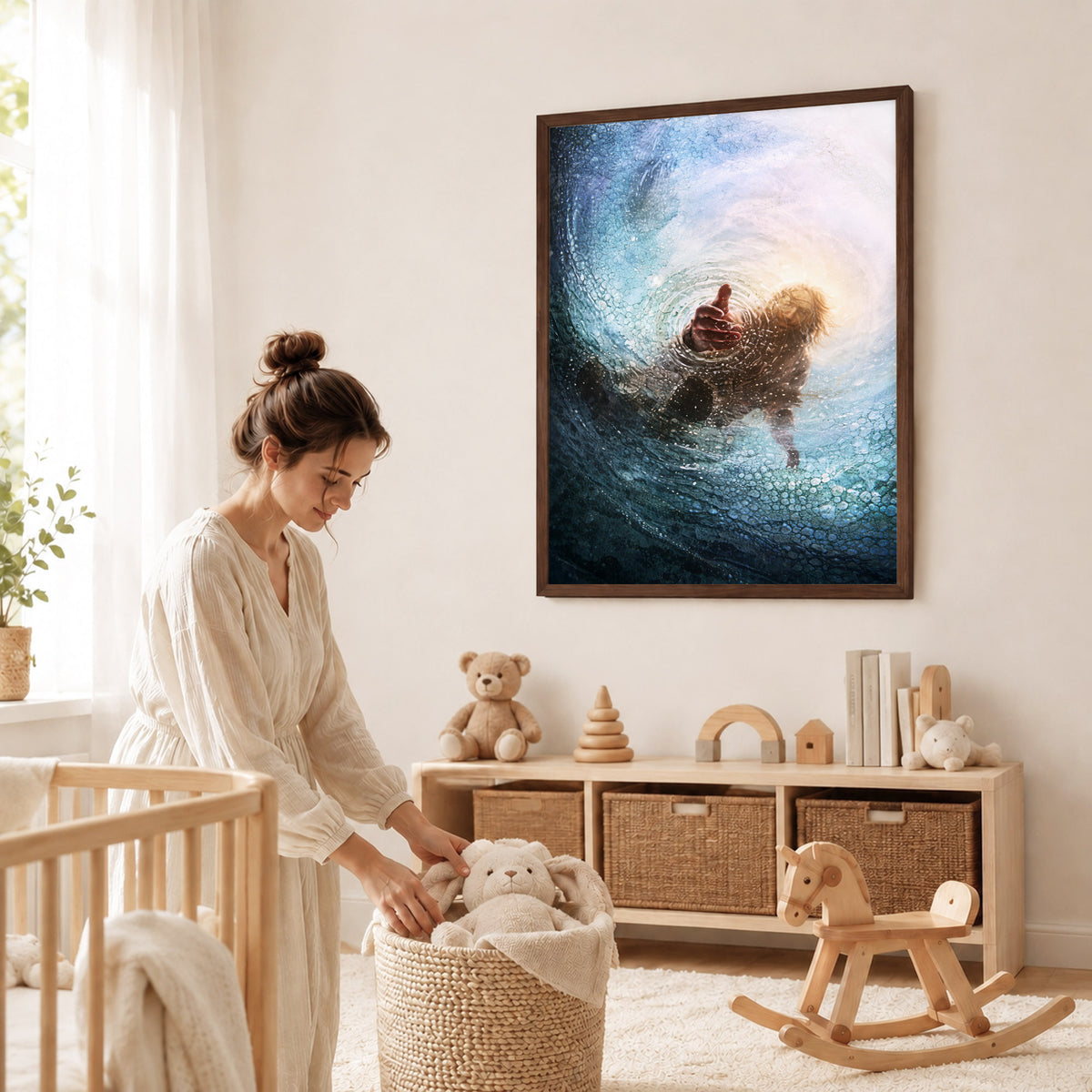 Jesus Saving Peter from the Water - Faith and Rescue Poster/Canvas