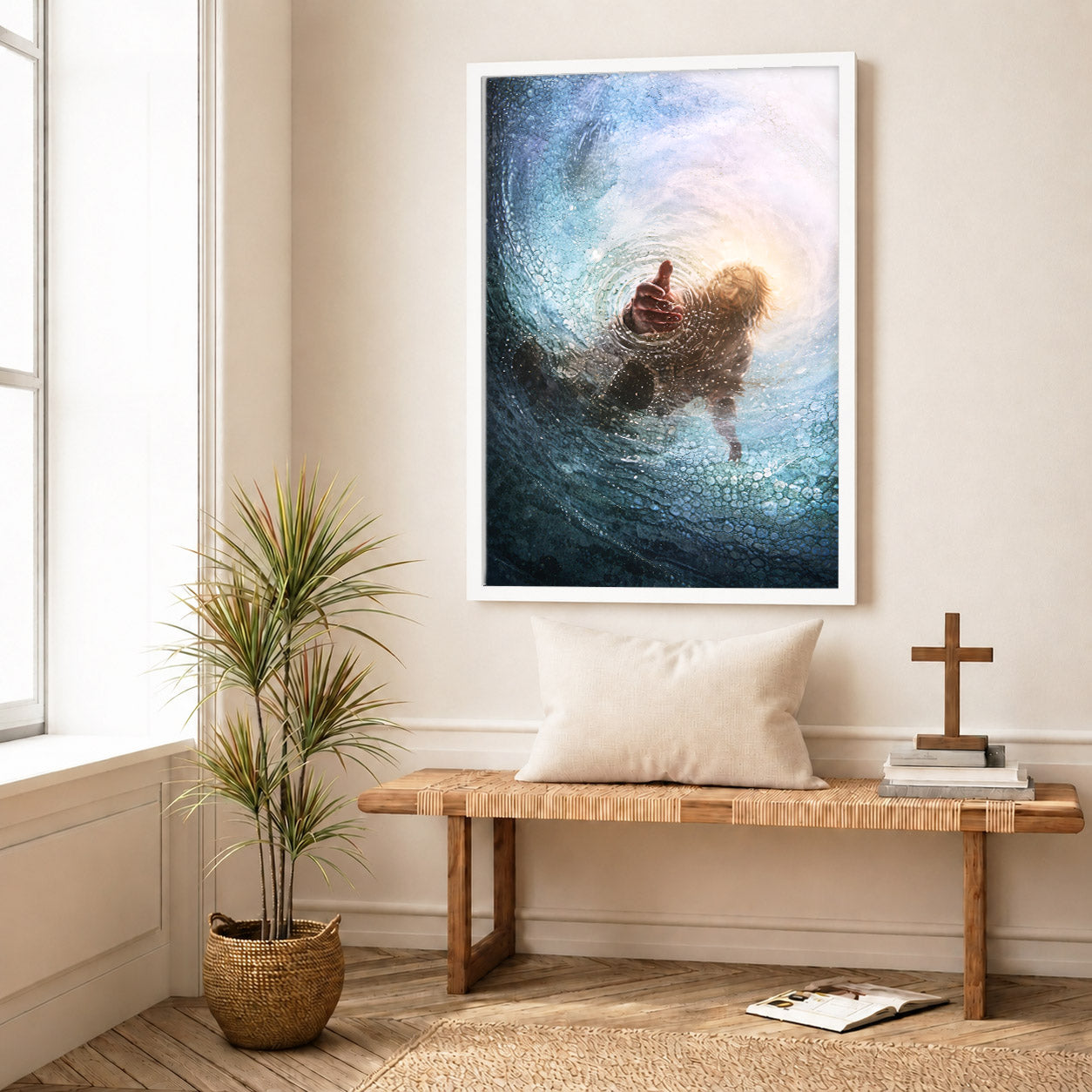 Jesus Saving Peter from the Water - Faith and Rescue Poster/Canvas