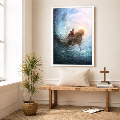 Jesus Saving Peter from the Water - Faith and Rescue Poster/Canvas
