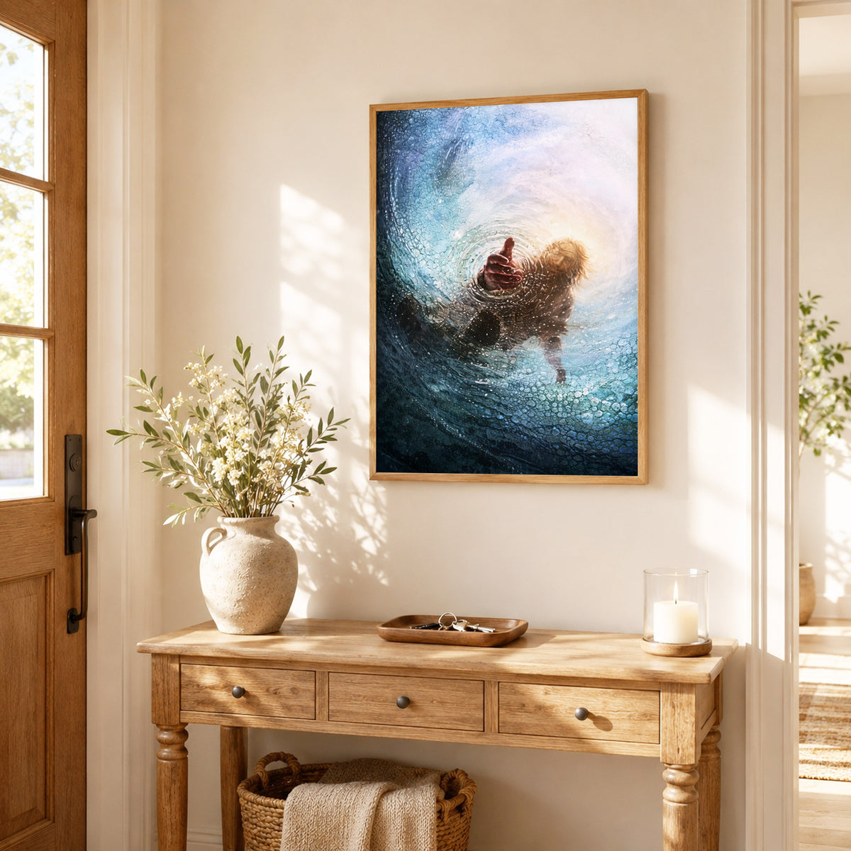 Jesus Saving Peter from the Water - Faith and Rescue Poster/Canvas