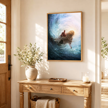 Jesus Saving Peter from the Water - Faith and Rescue Poster/Canvas