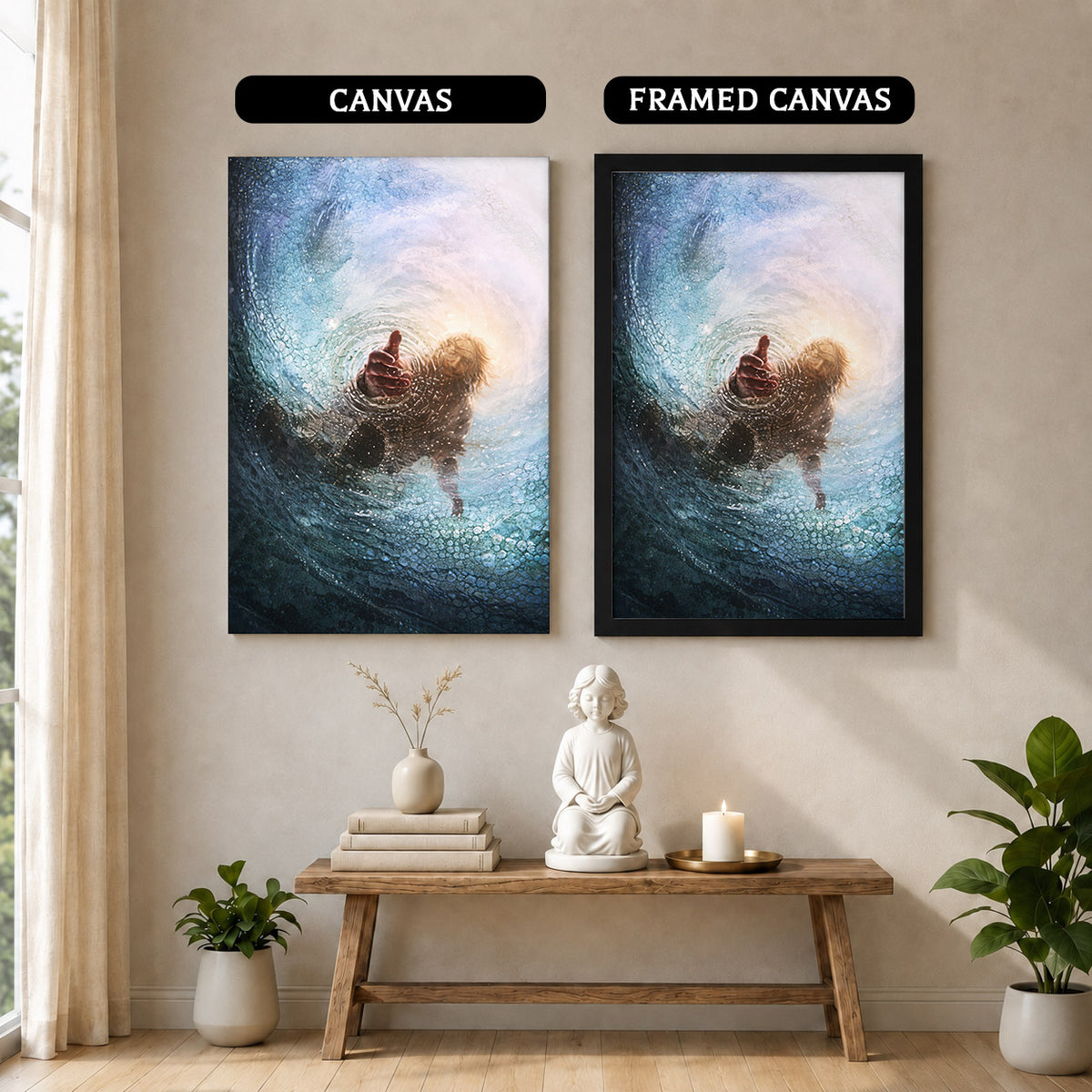 Jesus Saving Peter from the Water - Faith and Rescue Poster/Canvas