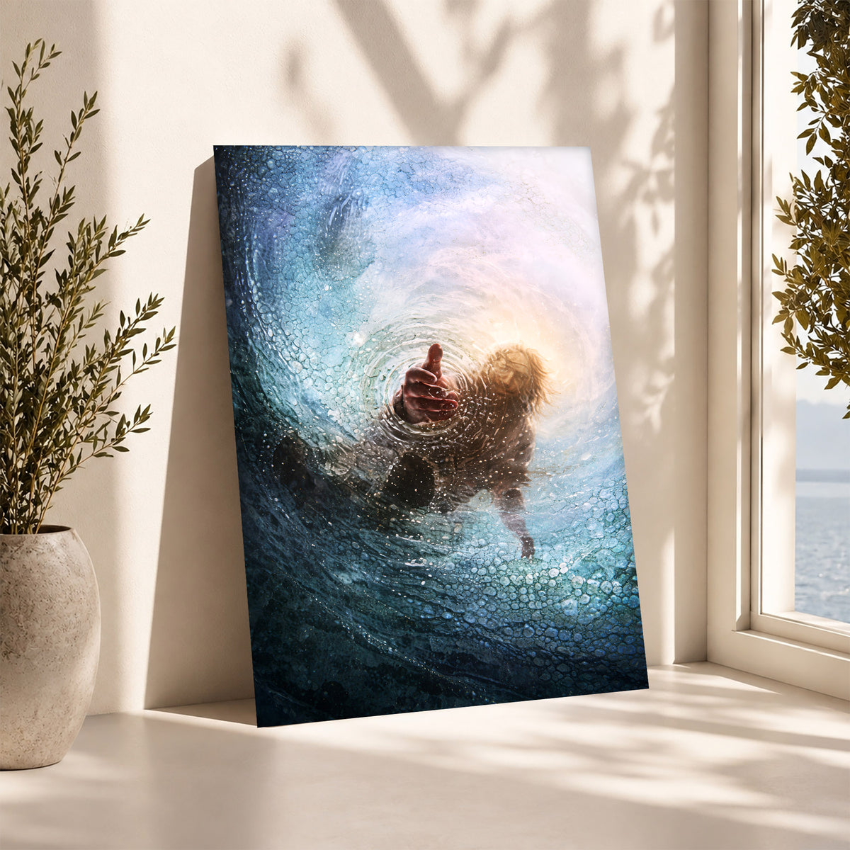 Jesus Saving Peter from the Water - Faith and Rescue Poster/Canvas