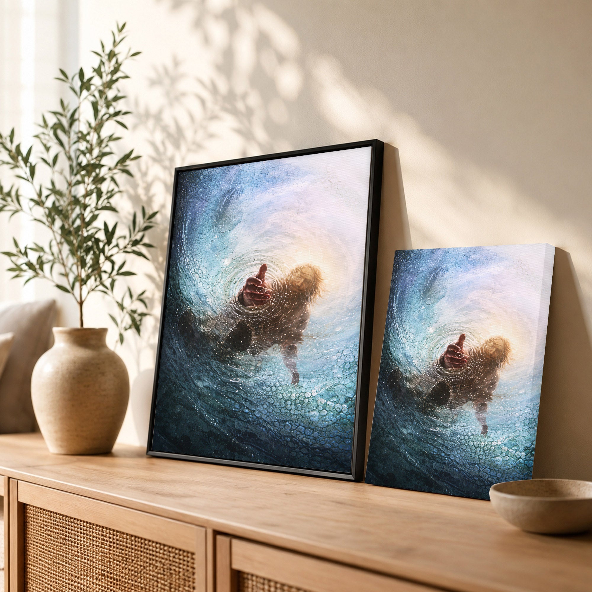 Jesus Saving Peter from the Water - Faith and Rescue Poster/Canvas
