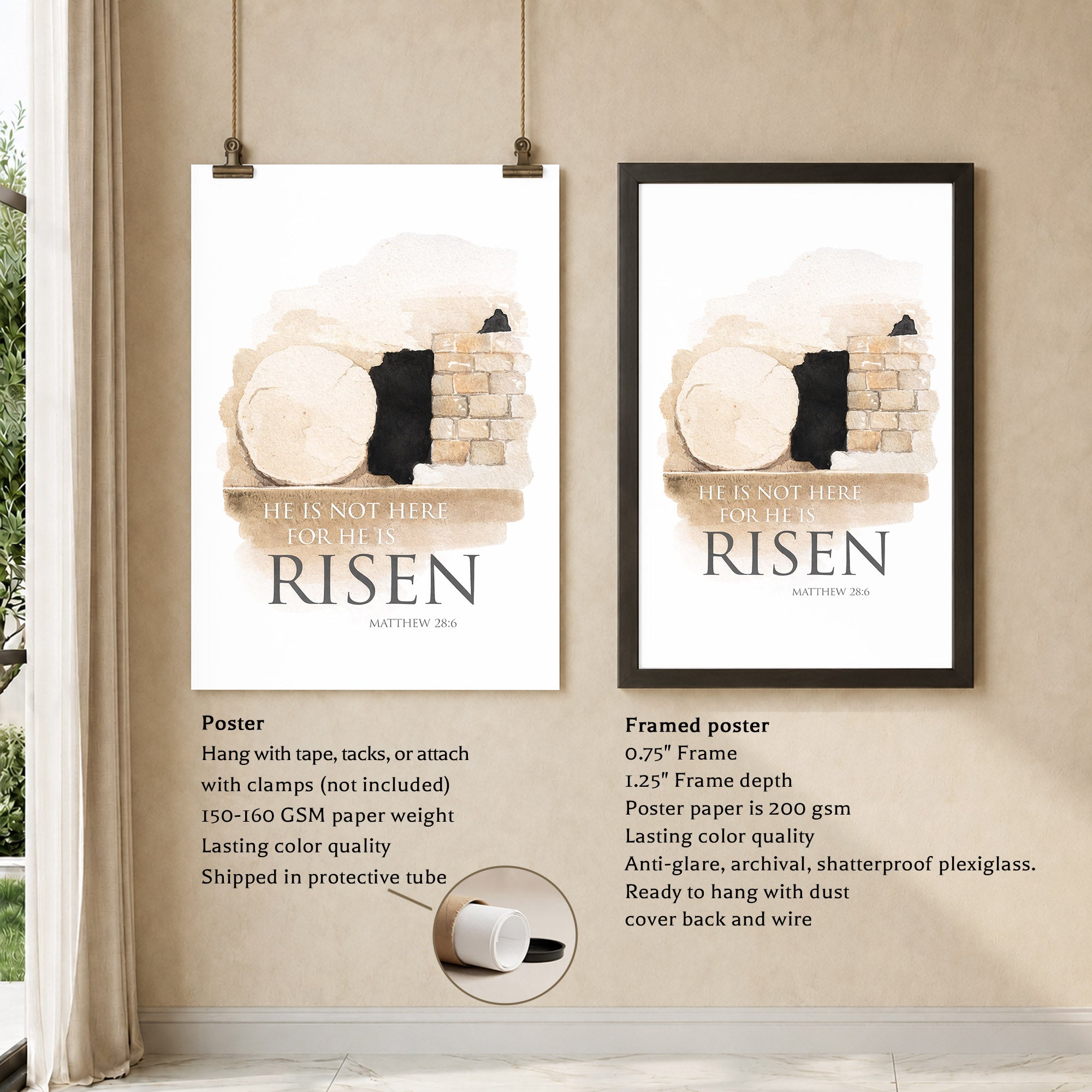 He is Risen - Matthew 28:6 Poster/Canvas