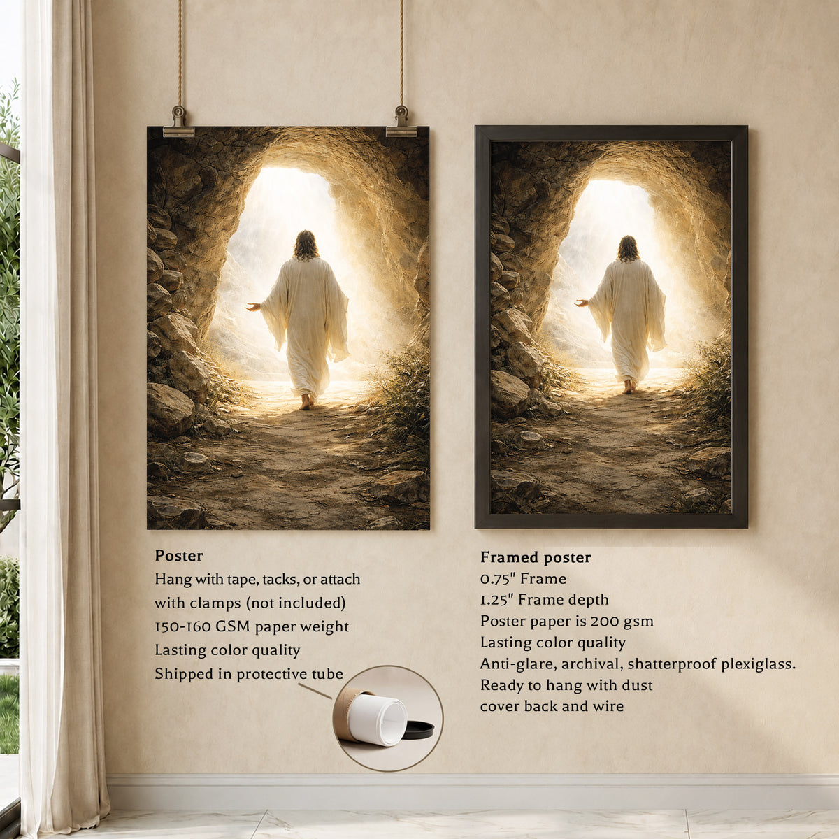 He Is Risen – Light Beyond the Tomb Christian Wall Art Poster/Canvas