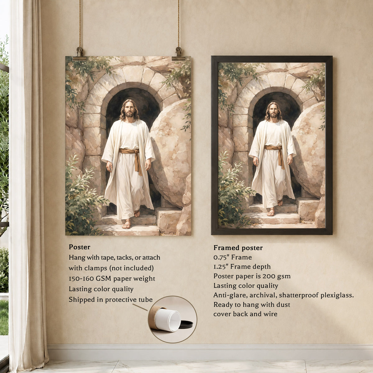 Jesus Steps From the Tomb Wall Art Poster/Canvas