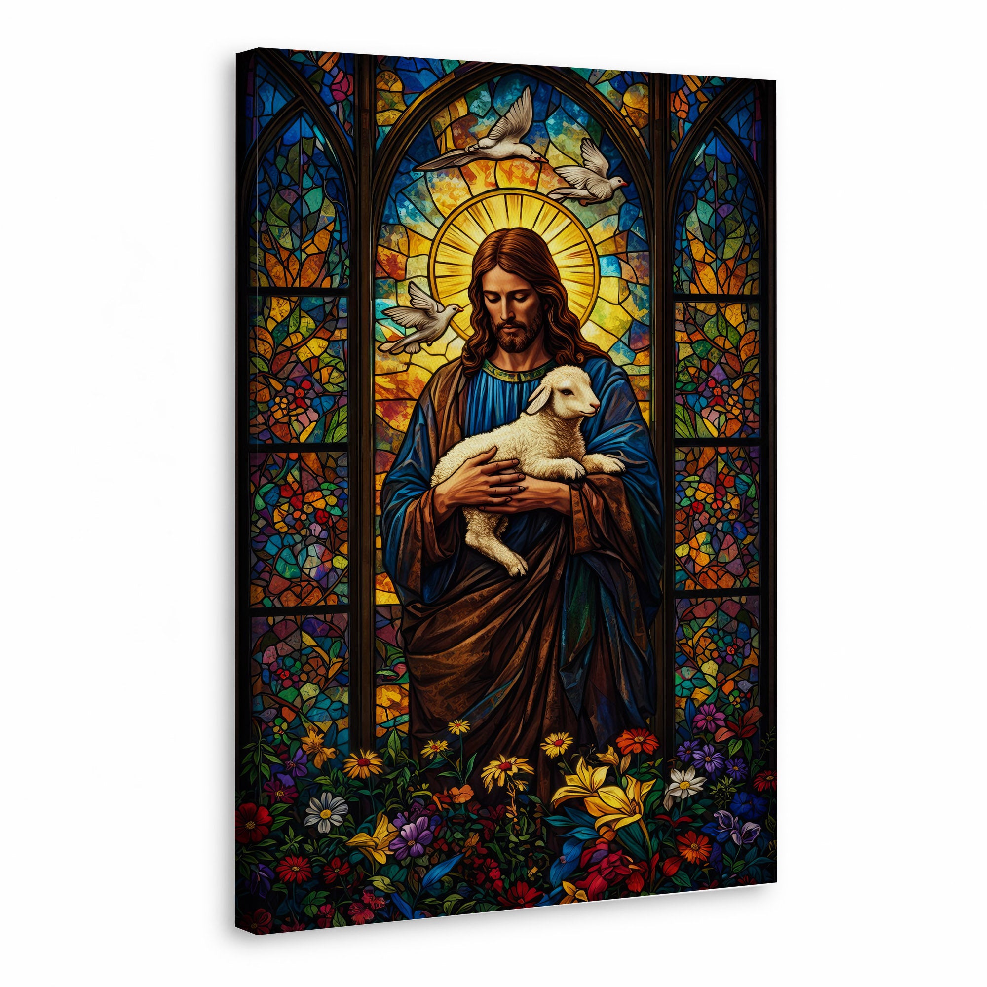 The Good Shepherd – Stained Glass Jesus Wall Art Poster/Canvas