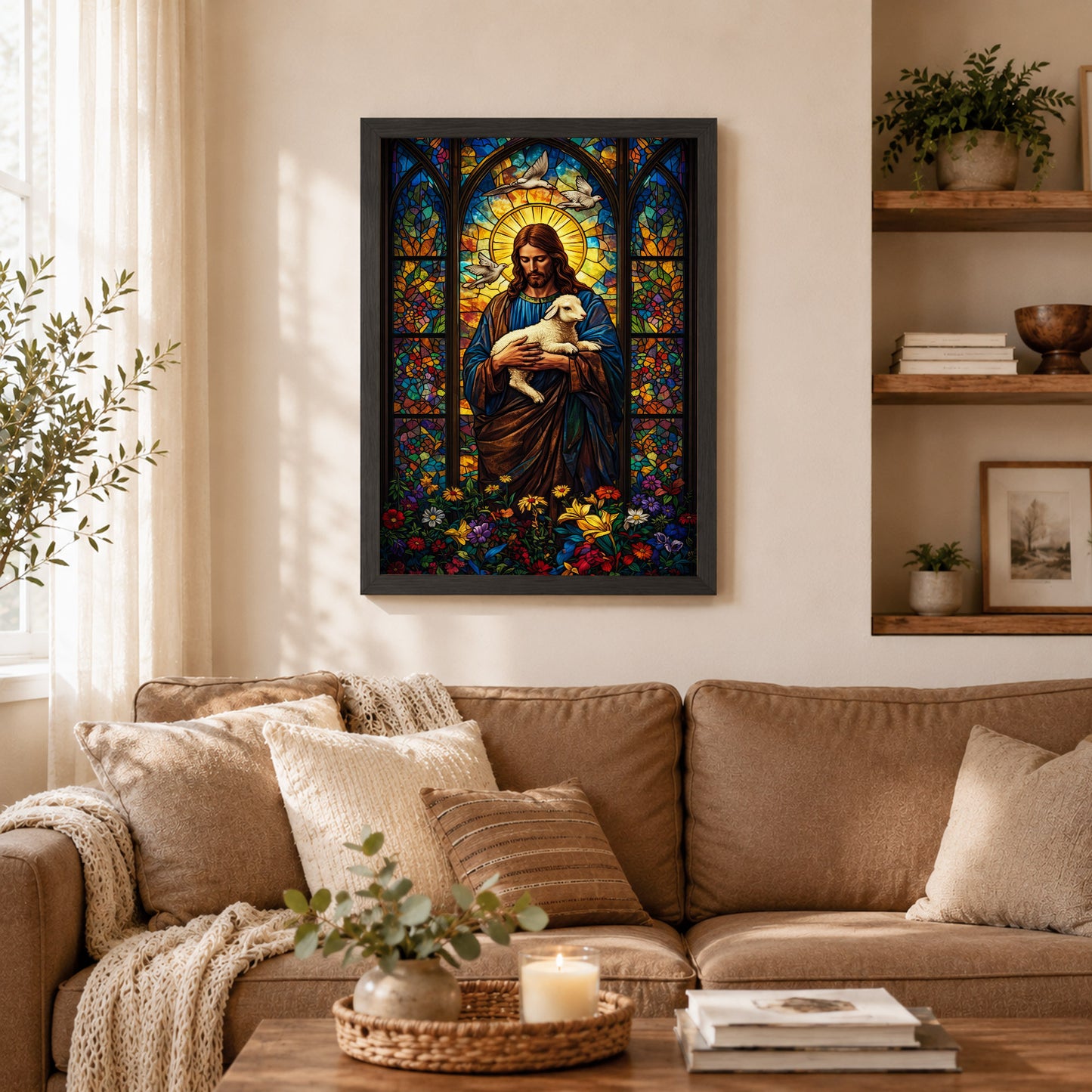 The Good Shepherd – Stained Glass Jesus Wall Art Poster/Canvas
