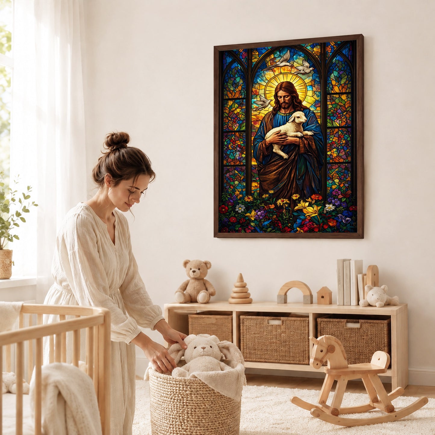 The Good Shepherd – Stained Glass Jesus Wall Art Poster/Canvas