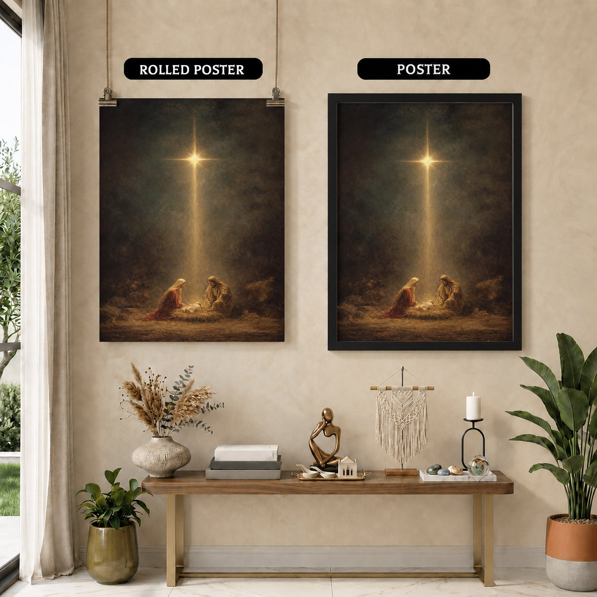Holy Night – Nativity Light Wall Art Poster/Canvas