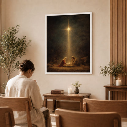 Holy Night – Nativity Light Wall Art Poster/Canvas