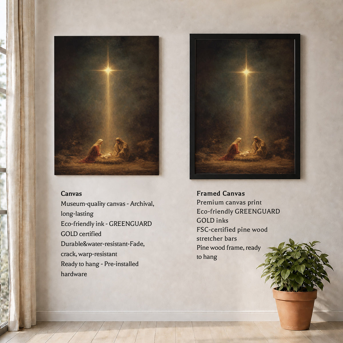 Holy Night – Nativity Light Wall Art Poster/Canvas