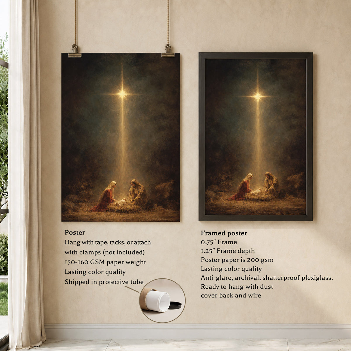 Holy Night – Nativity Light Wall Art Poster/Canvas