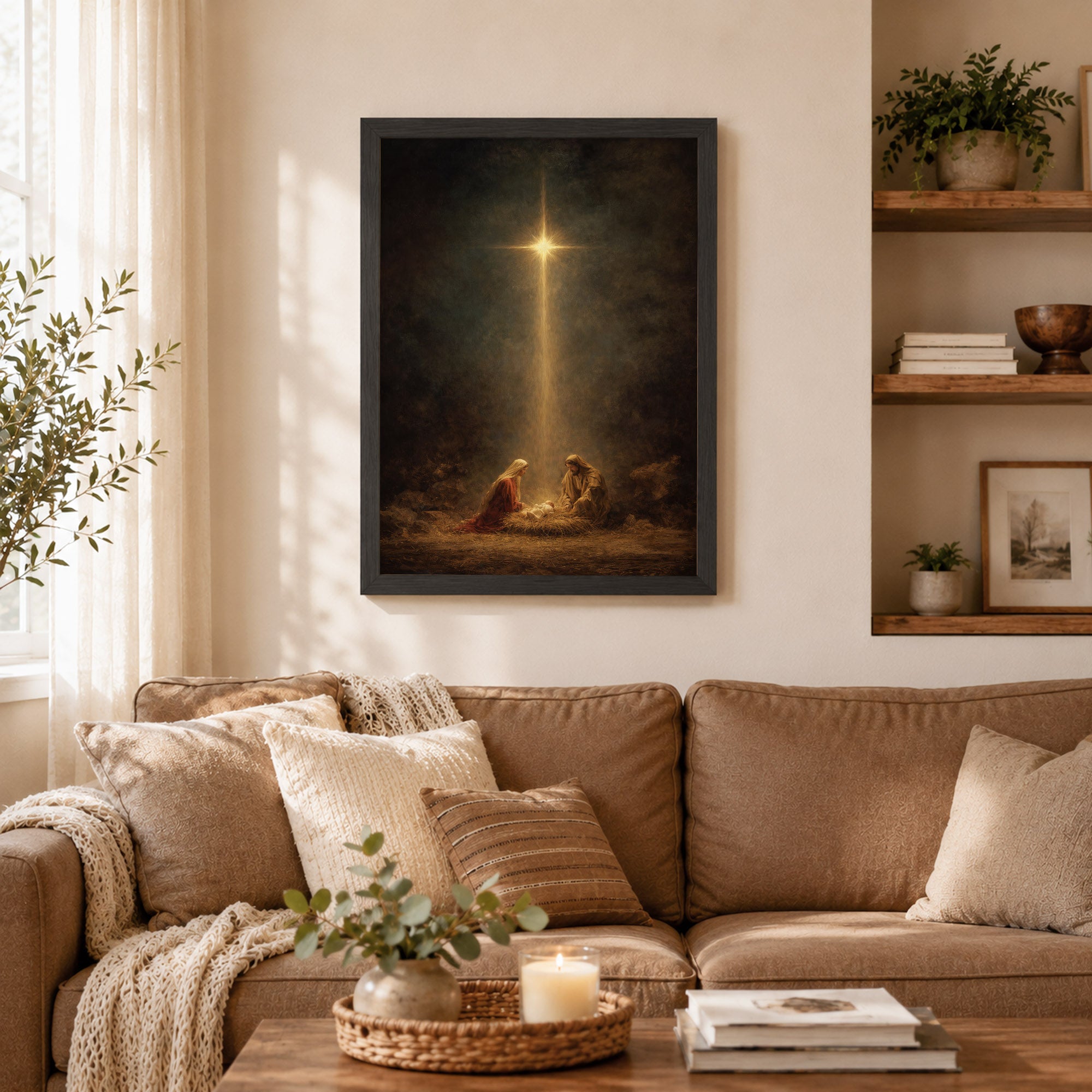 Holy Night – Nativity Light Wall Art Poster/Canvas