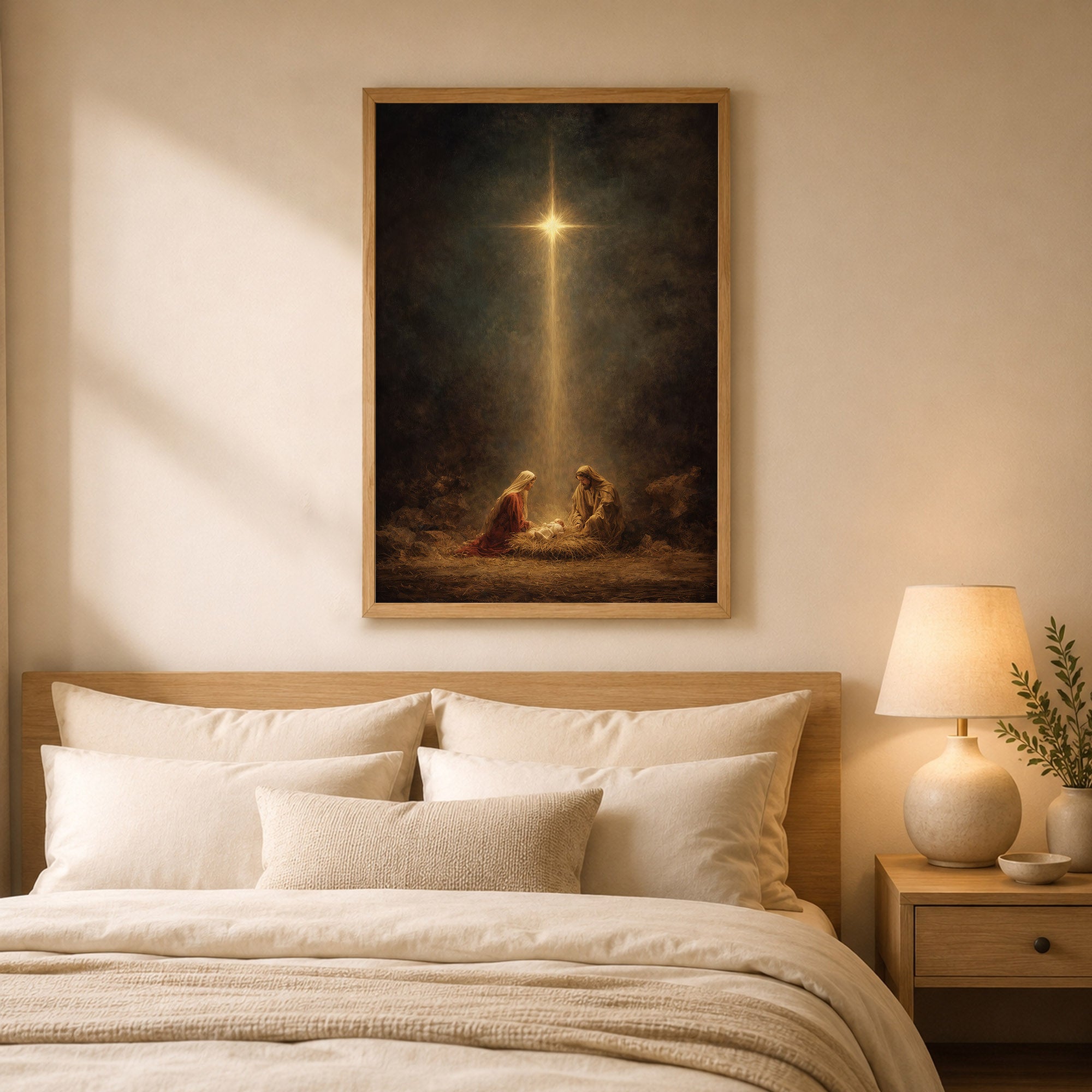 Holy Night – Nativity Light Wall Art Poster/Canvas