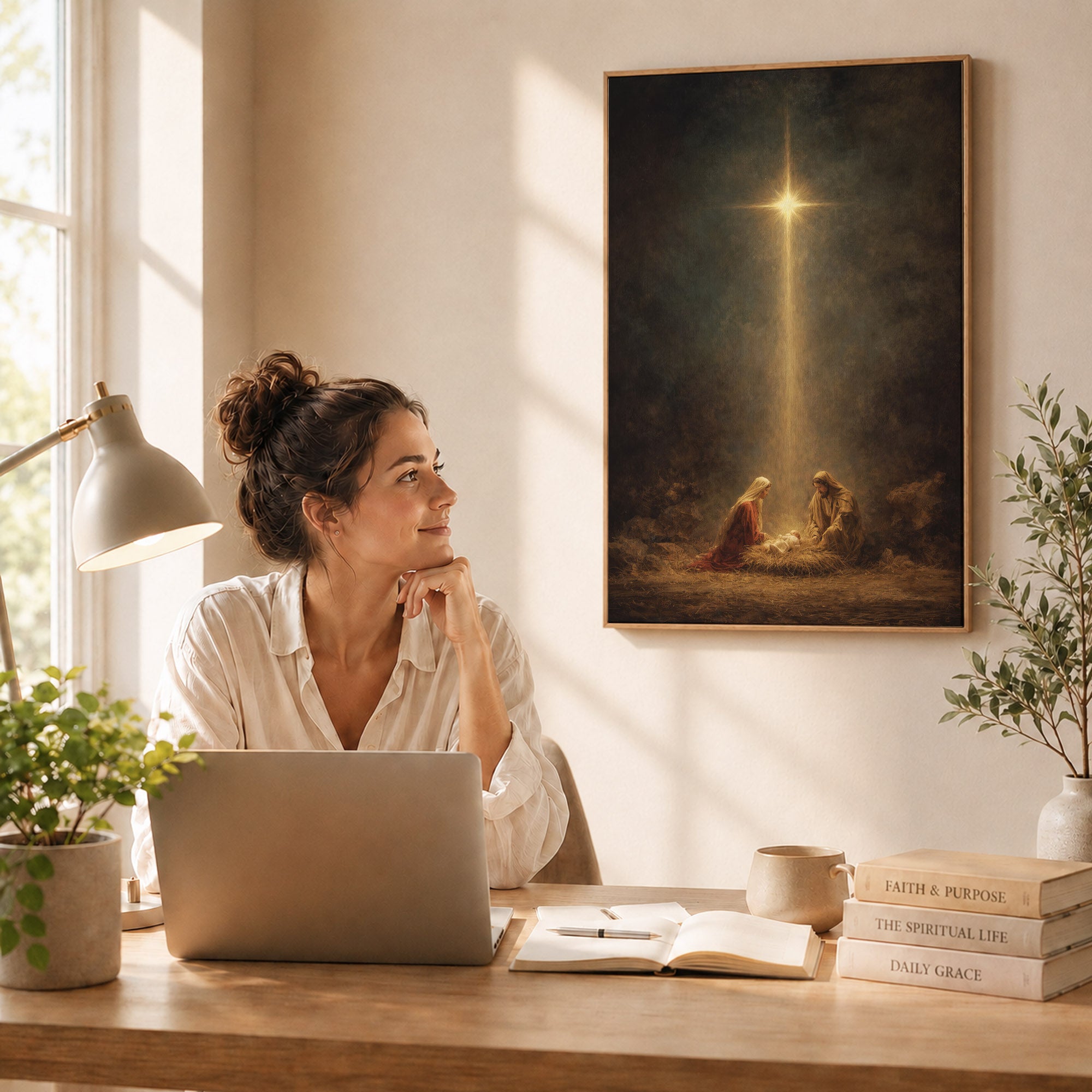 Holy Night – Nativity Light Wall Art Poster/Canvas