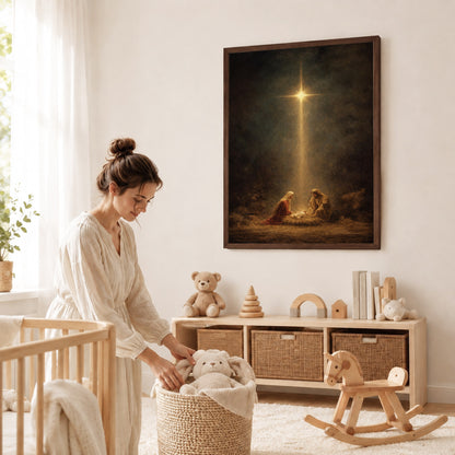 Holy Night – Nativity Light Wall Art Poster/Canvas