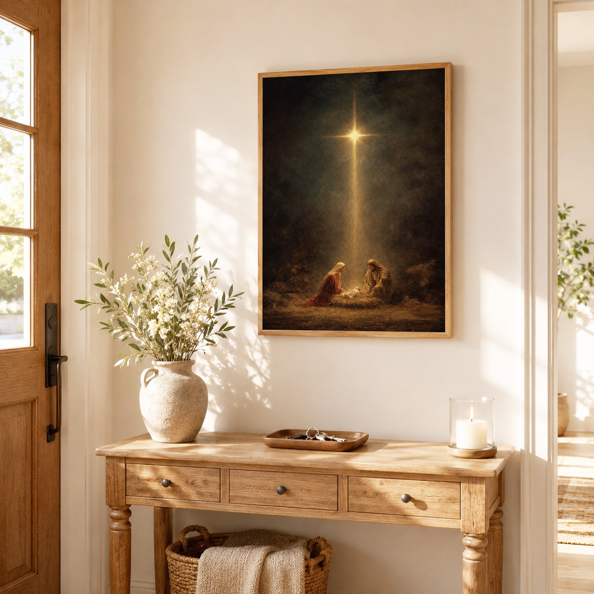 Holy Night – Nativity Light Wall Art Poster/Canvas