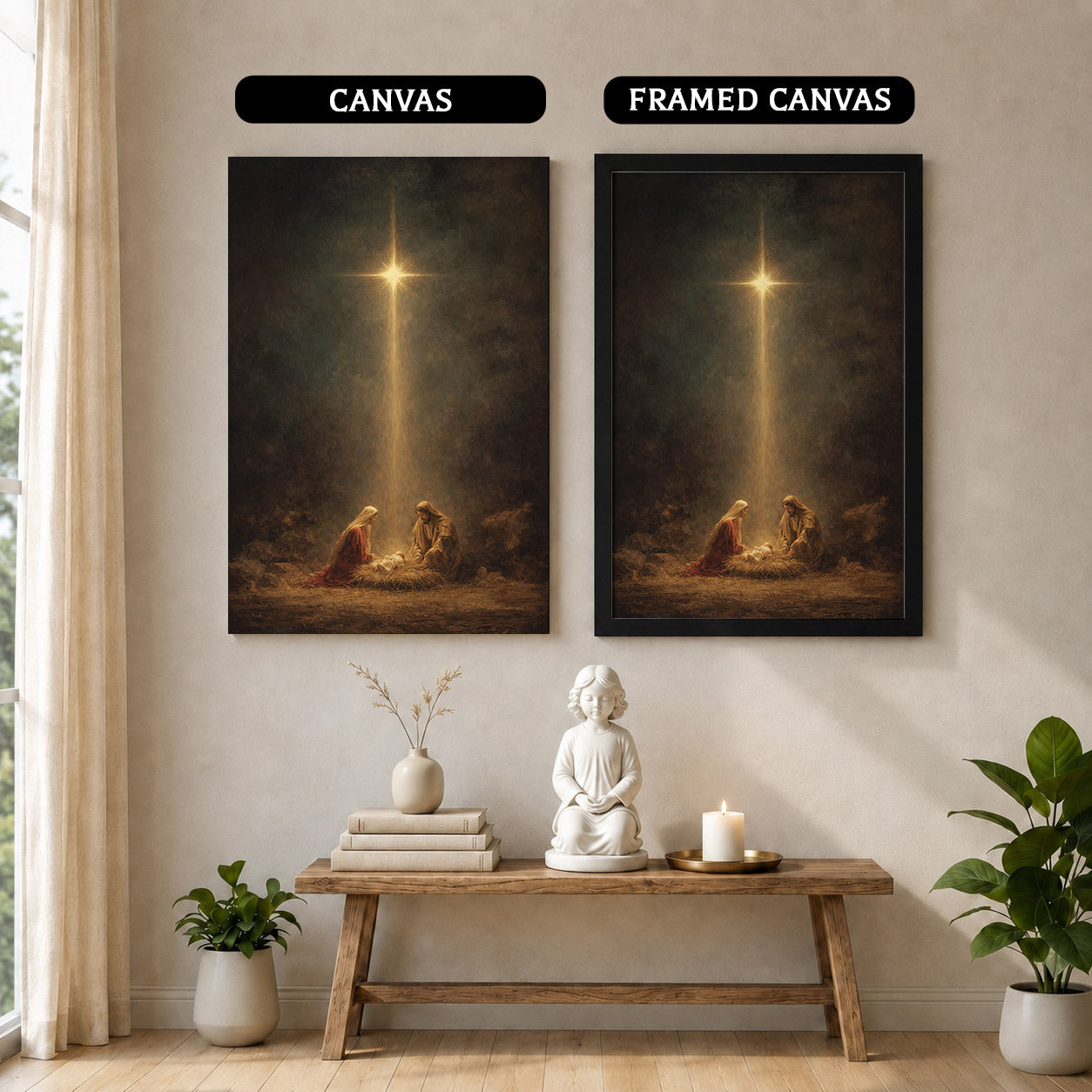 Holy Night – Nativity Light Wall Art Poster/Canvas