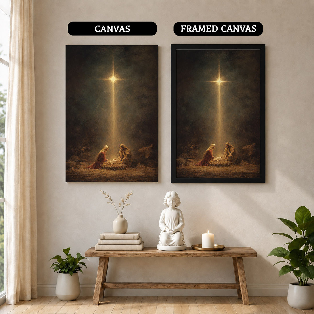 Holy Night – Nativity Light Wall Art Poster/Canvas