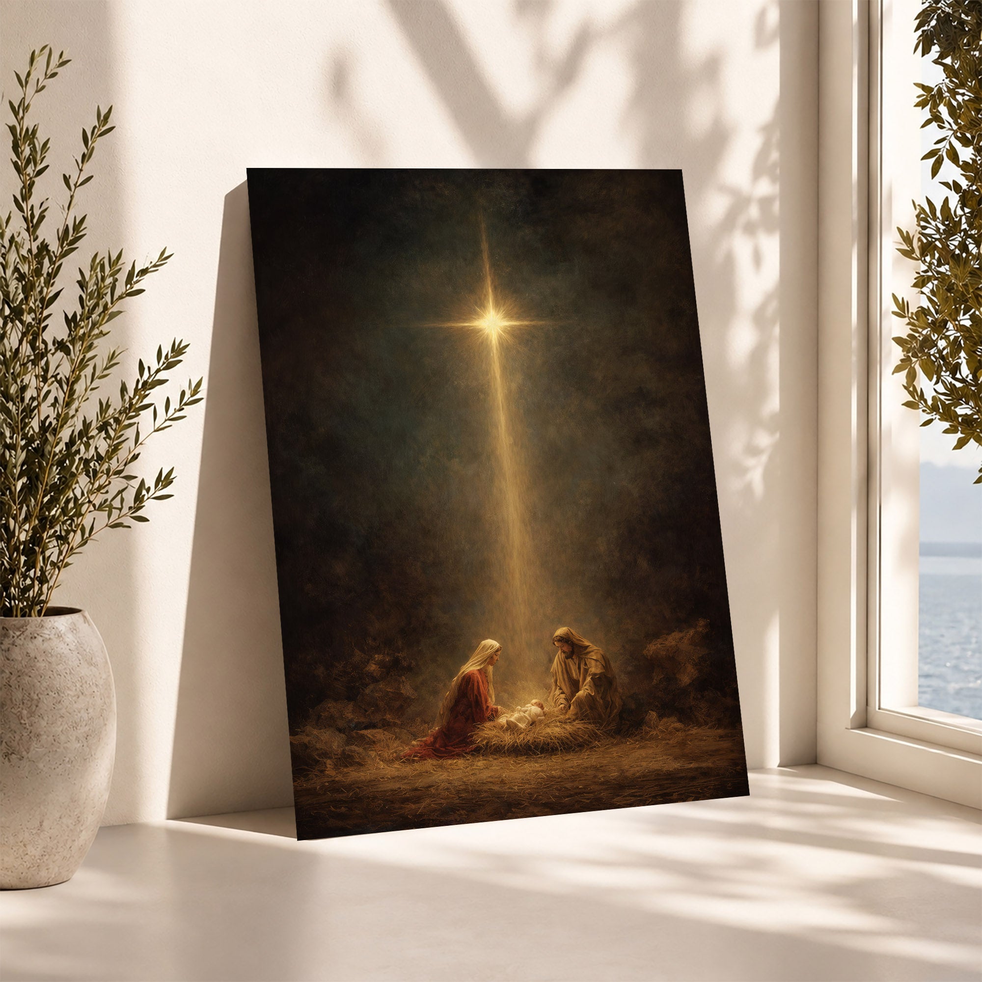 Holy Night – Nativity Light Wall Art Poster/Canvas