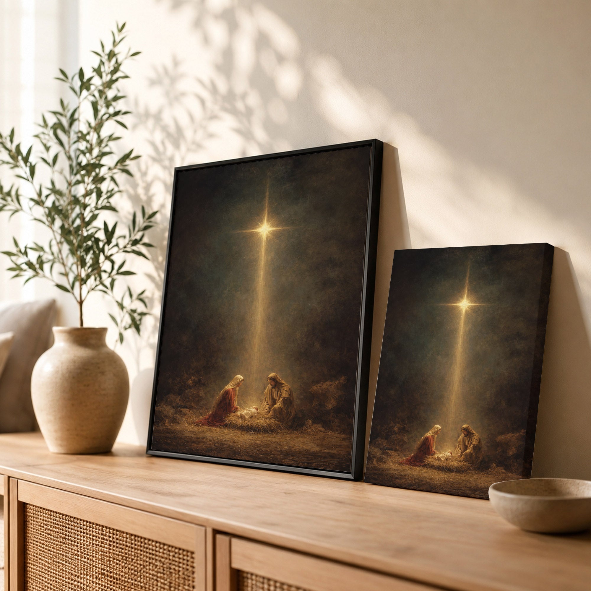 Holy Night – Nativity Light Wall Art Poster/Canvas