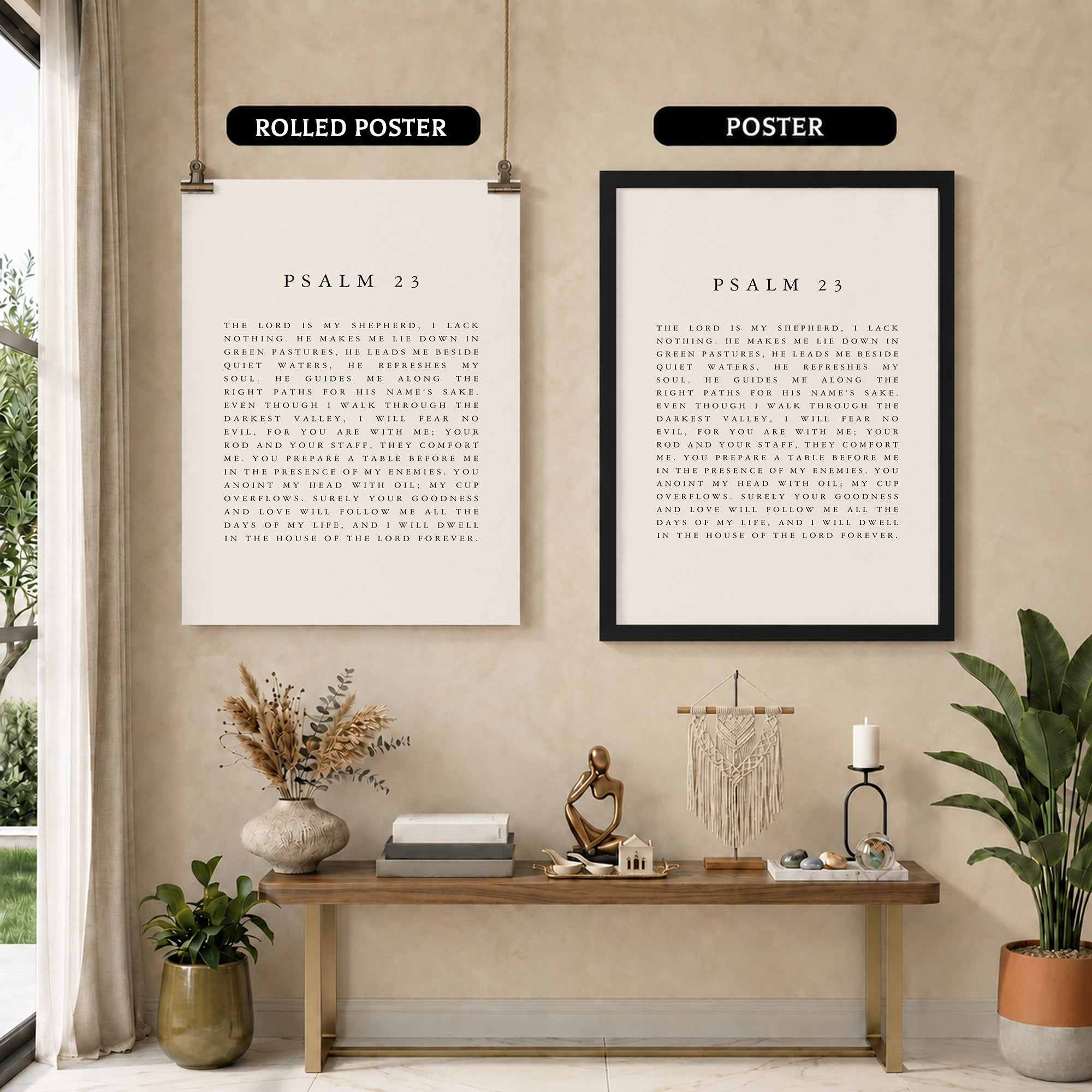 Psalm 23 Scripture Wall Art Poster/Canvas