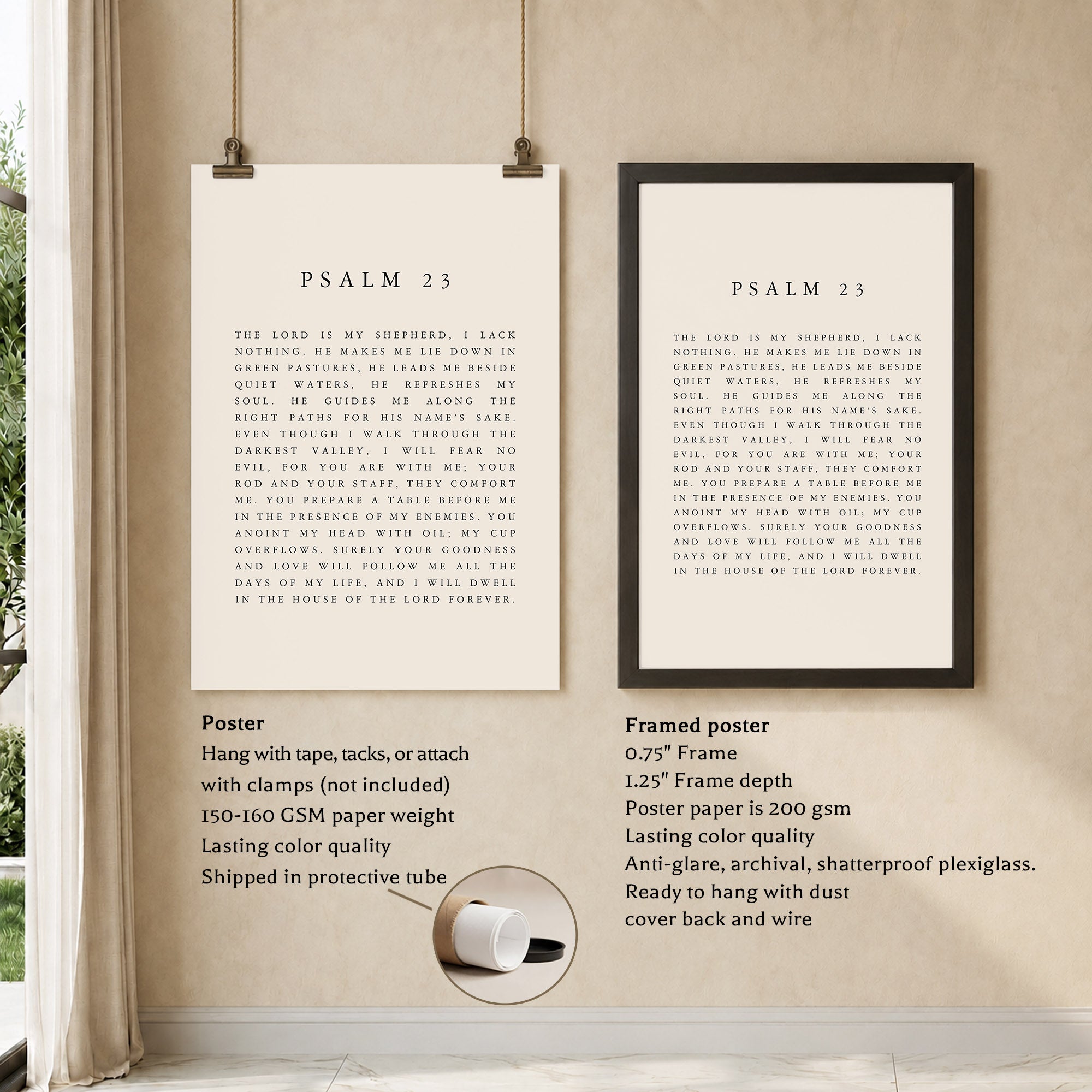 Psalm 23 Scripture Wall Art Poster/Canvas