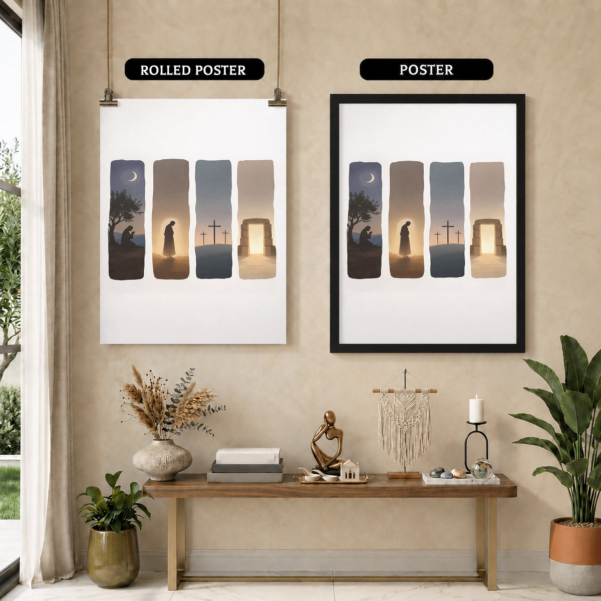 Easter Story Christian Minimalist Wall Art Poster/Canvas