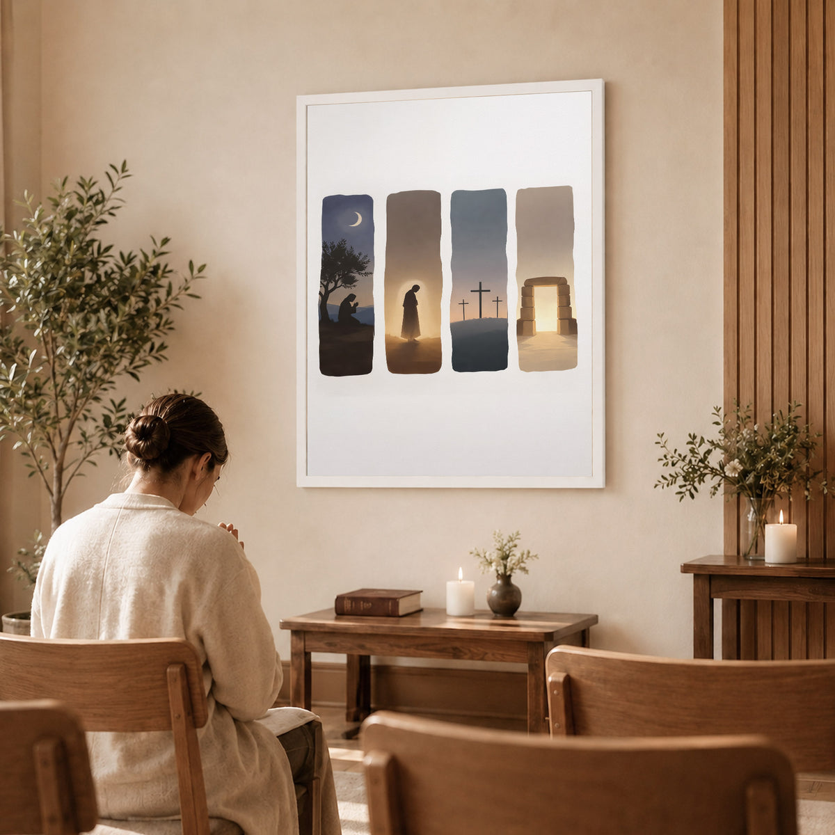 Easter Story Christian Minimalist Wall Art Poster/Canvas