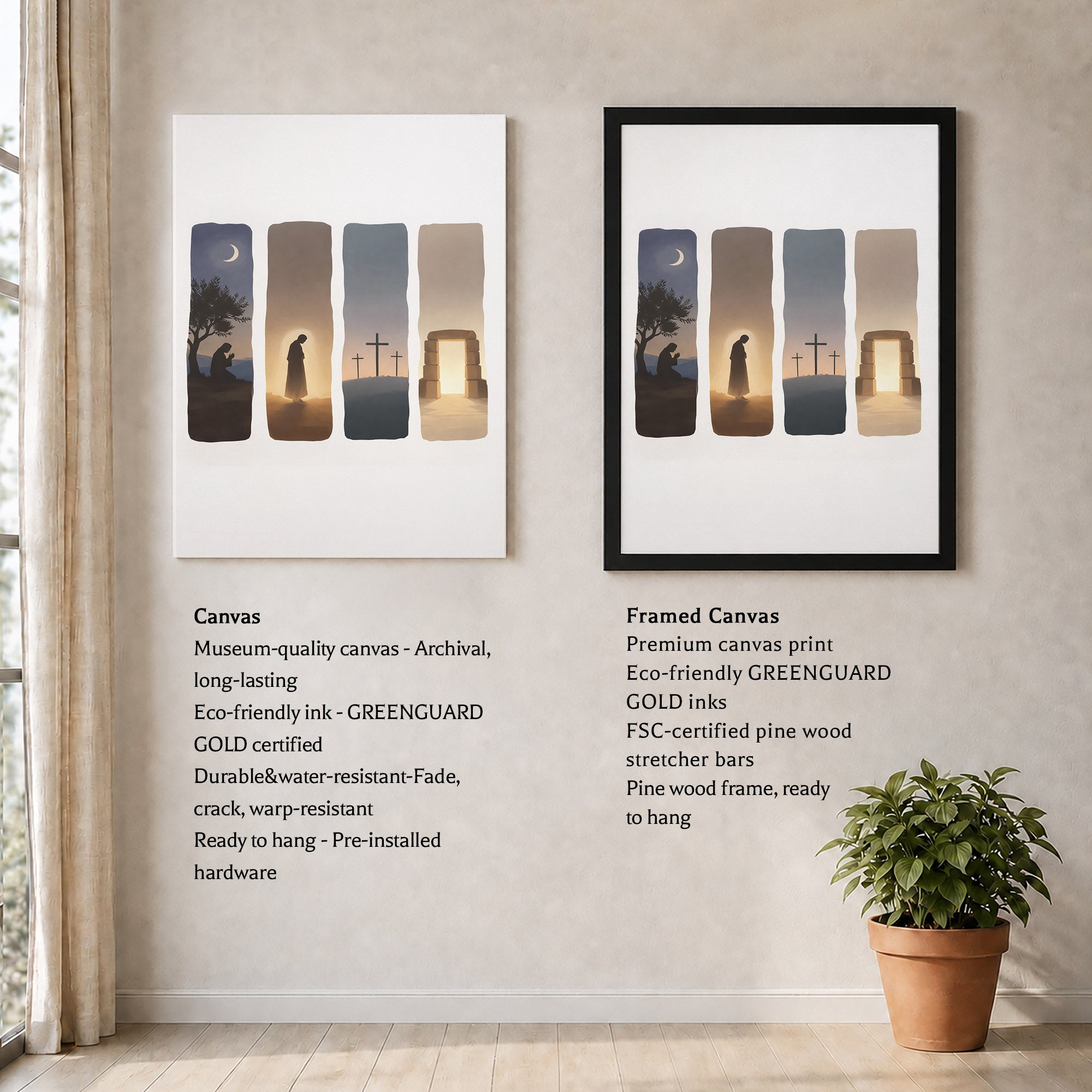 Easter Story Christian Minimalist Wall Art Poster/Canvas