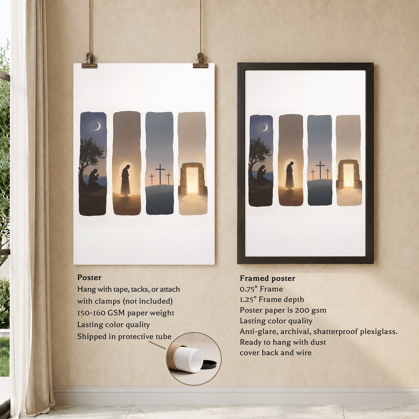 Easter Story Christian Minimalist Wall Art Poster/Canvas