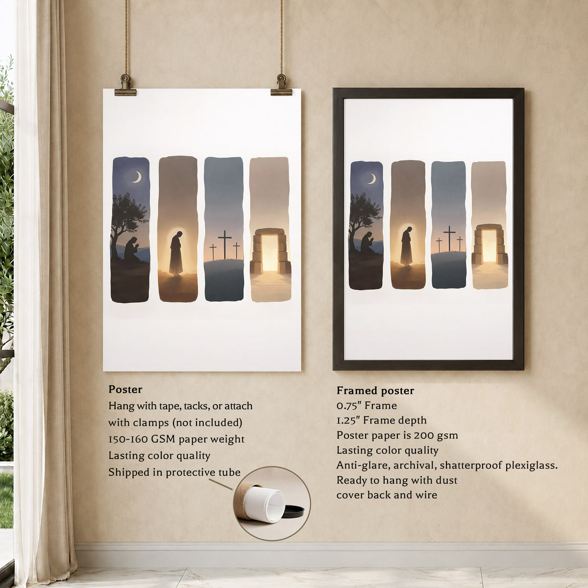 Easter Story Christian Minimalist Wall Art Poster/Canvas
