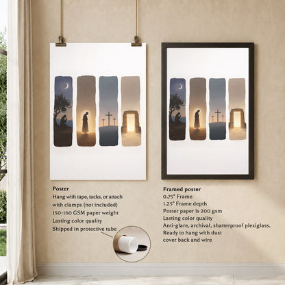 Easter Story Christian Minimalist Wall Art Poster/Canvas
