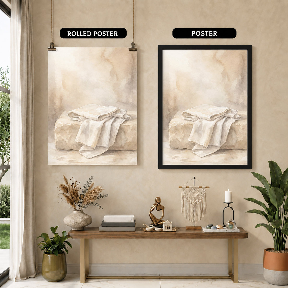 Empty Tomb Linen Cloth Christian Wall Art Poster/Canvas