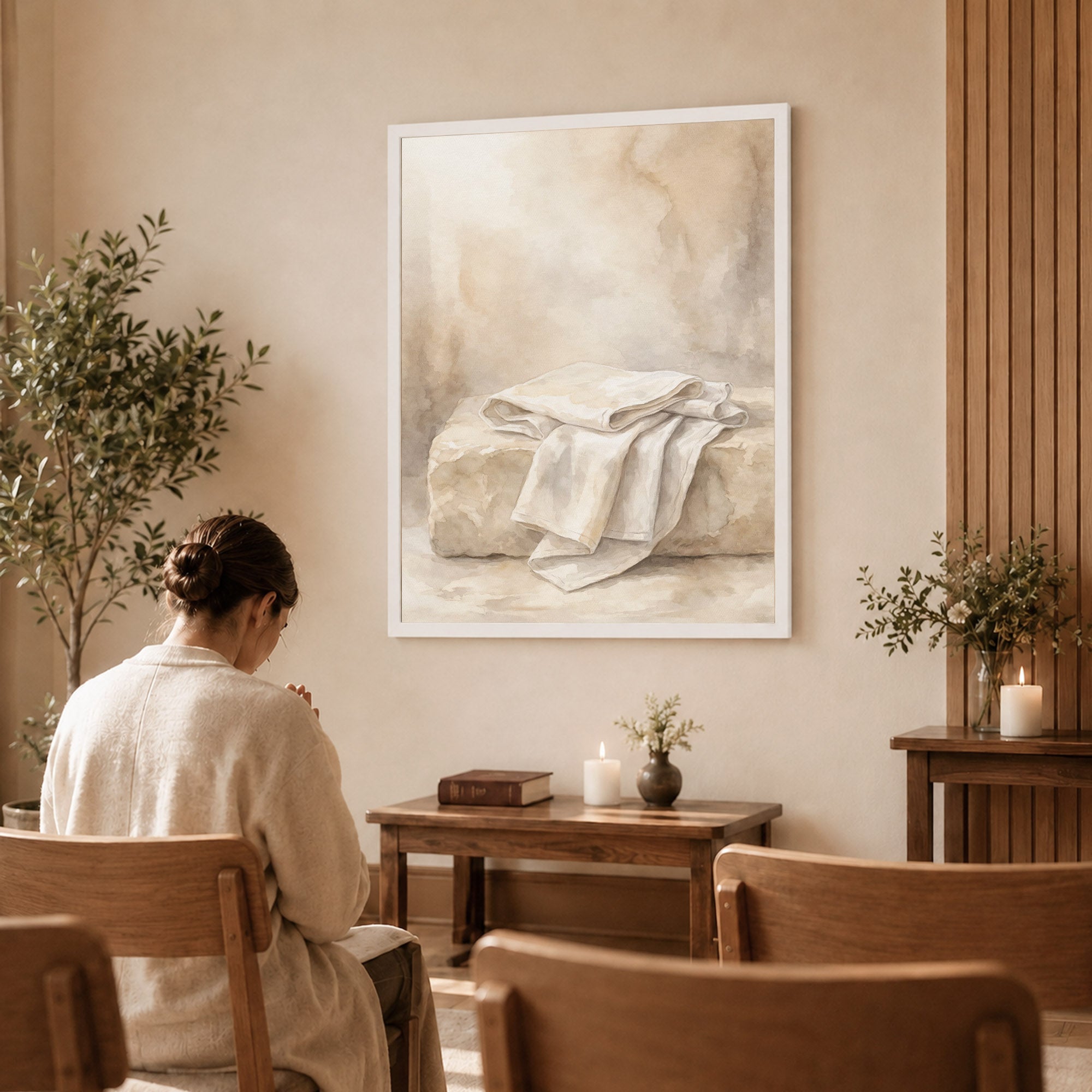 Empty Tomb Linen Cloth Christian Wall Art Poster/Canvas