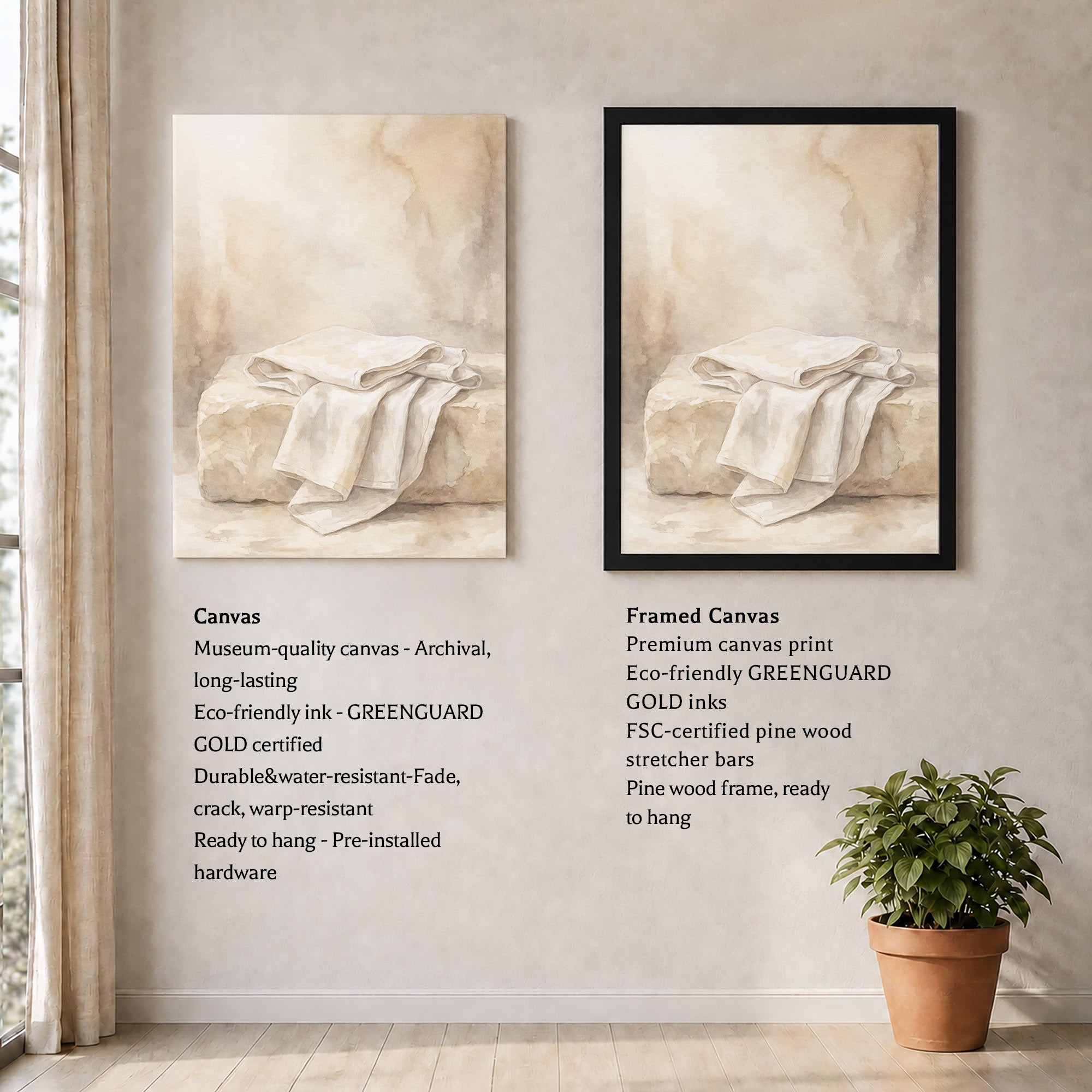 Empty Tomb Linen Cloth Christian Wall Art Poster/Canvas